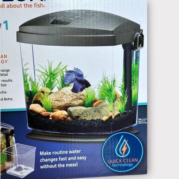 Aqueon BettaBow 1 Quick Clean Aquarium Kit Black (1 gallon) FishTank Betta Bowl - Picture 3 of 9